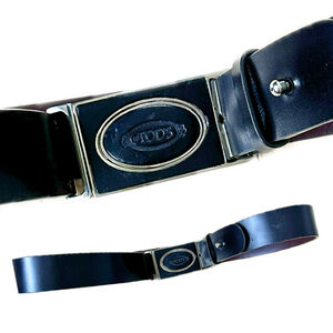 Tod’s Vintage Leather Belt Black Made in Italy Men 70 28 Logo Buckle